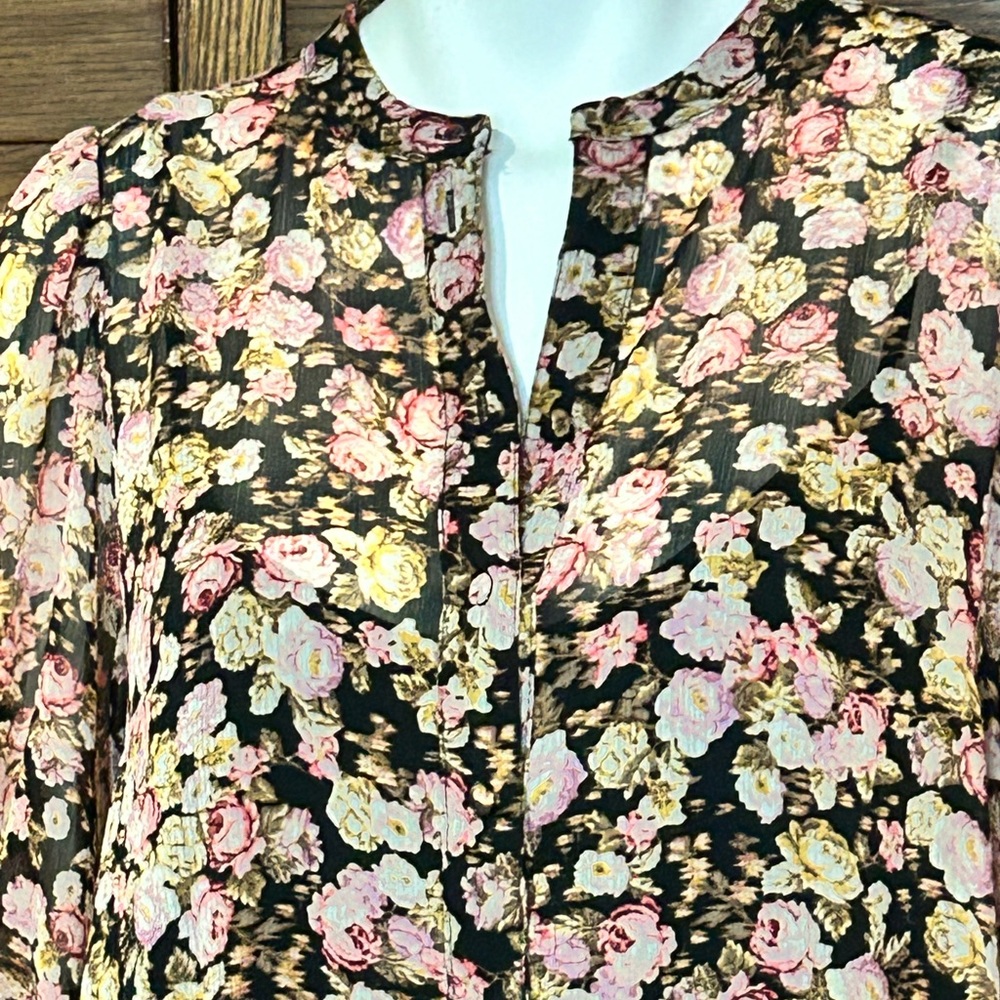 H&M Brown and Cream Tiered Sundress with Bishop Sleeves. Small - Picture 3 of 7